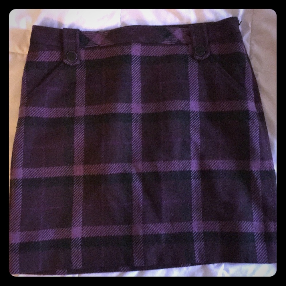 LOFT purple plaid skirt with pockets